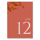 Terracotta Leaves Modern Wedding Table Number Kaart (Achterkant)