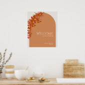 Terracotta Leaves Modern Wedding Welcome Sign Poster (Keuken)