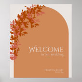 Terracotta Leaves Modern Wedding Welcome Sign Poster (Voorkant)