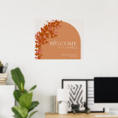 Terracotta Leaves Modern Wedding Welcome Sign Poster (Thuiskantoor)