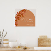 Terracotta Leaves Modern Wedding Welcome Sign Poster (Keuken)