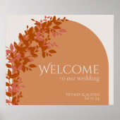 Terracotta Leaves Modern Wedding Welcome Sign Poster (Voorkant)