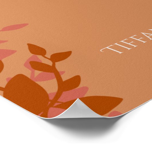 Terracotta Leaves Modern Wedding Welcome Sign Poster (Hoek)