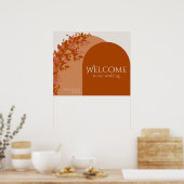 Terracotta Leaves Modern Wedding Welcome Sign Poster (Keuken)