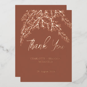 Terracotta Leaves Wedding Bedankt Roos Gold Folie Uitnodiging