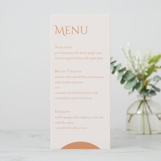 Terracotta Leaves Wedding Menu (Staand voorkant)