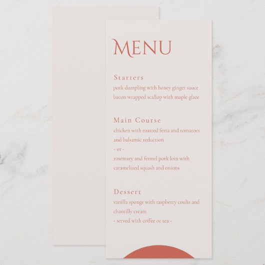 Terracotta Leaves Wedding Menu (Voorkant / Achterkant)