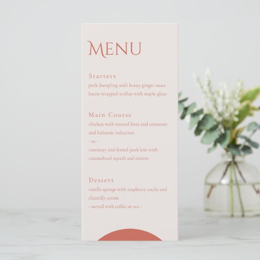 Terracotta Leaves Wedding Menu (Staand voorkant)