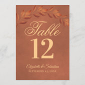 Terracotta Leaves Wedding Table Number Kaart Groot (Achterkant)