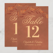 Terracotta Leaves Wedding Table Number Kaart Groot (Voorkant / Achterkant)