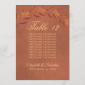 Terracotta Leaves Wedding Table Number met namen (Achterkant)