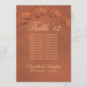 Terracotta Leaves Wedding Table Number met namen (Voorkant)
