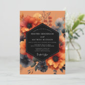Terracotta Leiste Bloom Bruiloft Kaart (Staand voorkant)