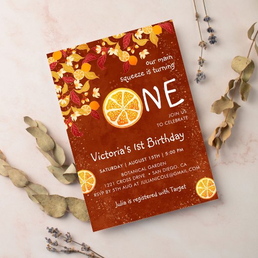 Terracotta Lemon Main Squeeze Foto Eerste Verjaard Kaart