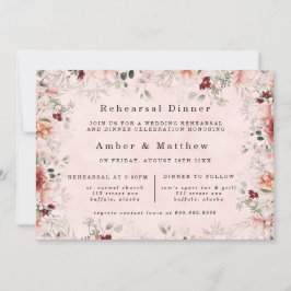 Terracotta Lente Herfst Bloemale Oefen Dinner Kaart