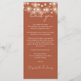 Terracotta Lights Wedding Dank u Plaats Kaart