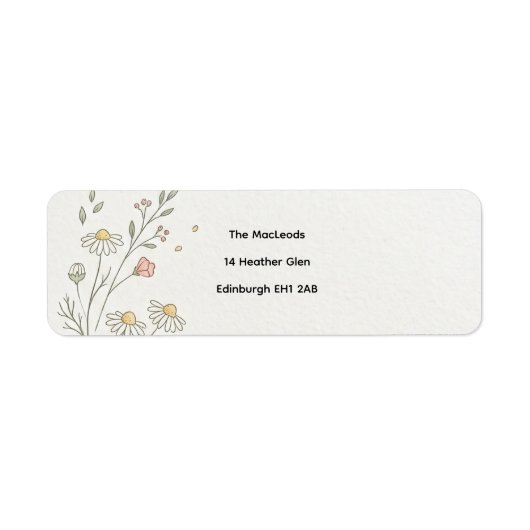 Terracotta Lijn Kunst Bloemend Retouradres Label (Voorkant)