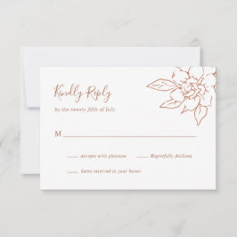 Terracotta Line Art Floral Elegante bruiloft RSVP Kaartje