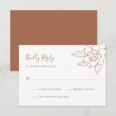 Terracotta Line Art Floral Elegante bruiloft RSVP Kaartje (Voorkant / Achterkant)