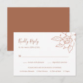 Terracotta Line Art Floral Elegante bruiloft RSVP Kaartje (Voorkant / Achterkant)