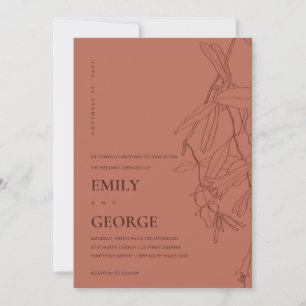 TERRACOTTA LINE DRAADLOOS WEDDING INVITE BEDANKKAART