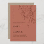 TERRACOTTA LINE DRAADLOOS WEDDING INVITE BEDANKKAART (Voorkant / Achterkant)