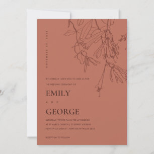 TERRACOTTA LINE DRAADLOOS WEDDING INVITE BEDANKKAART