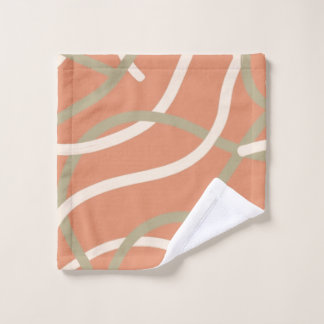 Terracotta Linework Pattern | Cream & Olive Bad Handdoek