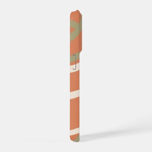 Terracotta Linework Pattern | Cream & Olive iPhone Hoesje (Rechterkant)