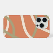 Terracotta Linework Pattern | Cream & Olive iPhone Hoesje (Achterkant horizontaal)