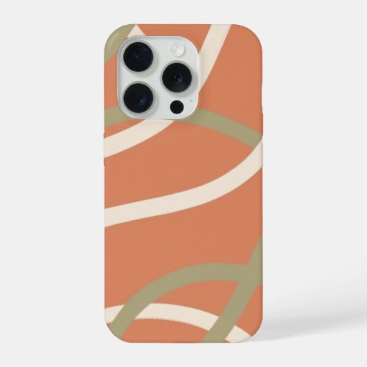 Terracotta Linework Pattern | Cream & Olive iPhone Hoesje (Achterkant)