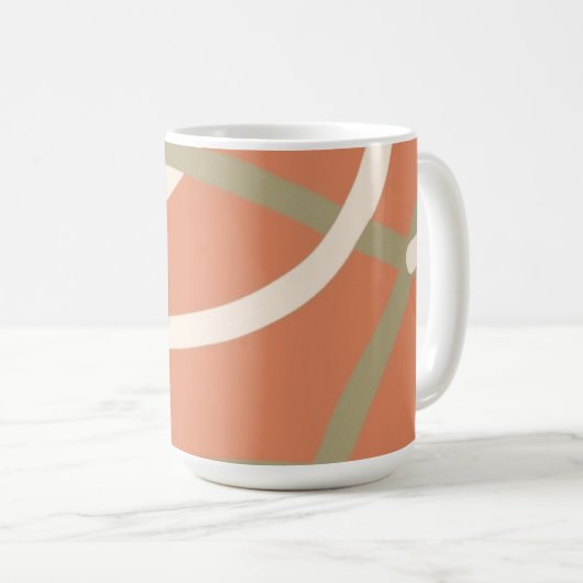 Terracotta Linework Pattern | Cream & Olive  Koffiemok (Voorkant rechts)