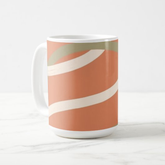 Terracotta Linework Pattern | Cream & Olive  Koffiemok (Voorkant links)