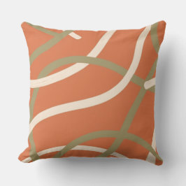 Terracotta Linework Pattern | Cream & Olive  Kussen