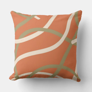 Terracotta Linework Pattern | Cream & Olive Kussen