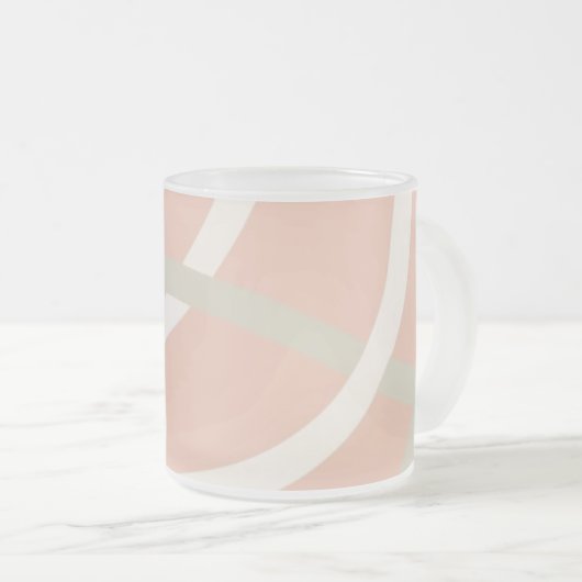 Terracotta Linework Pattern | Cream & Olive Matglas Koffiemok (Voorkant rechts)