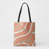 Terracotta Linework Pattern | Cream & Olive  Tote Bag (Voorkant)