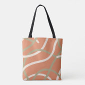 Terracotta Linework Pattern | Cream & Olive Tote Bag (Achterkant)