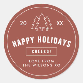 Terracotta Logo Style Modern Kerstmis Ronde Sticker
