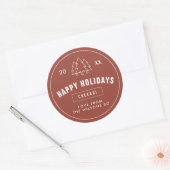Terracotta Logo Style Modern Kerstmis Ronde Sticker (Envelop)
