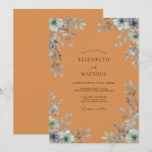 Terracotta Loofwerk Gedempte Eucalyptus Bruiloft Kaart (Voorkant / Achterkant)