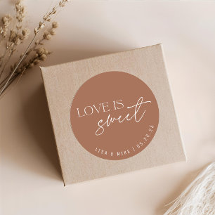 Terracotta Love is Sweet Trouwgeschenk Ronde Sticker