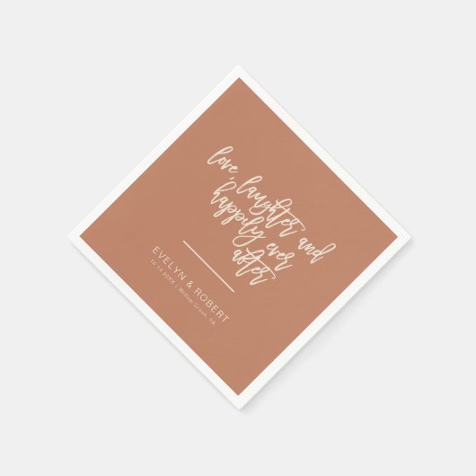 Terracotta Love Laughter and Gelukkig Ever After Servet (Hoek)