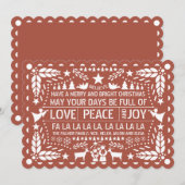 Terracotta Love Peace Joy papel picado Kerstmis Feestdagenkaart (Voorkant / Achterkant)