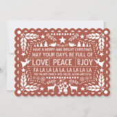 Terracotta Love Peace Joy papel picado Kerstmis Feestdagenkaart (Voorkant)