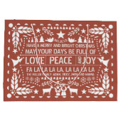 Terracotta Love Peace Joy papel picado Kerstmis Groot Cadeauzakje (Achterkant)
