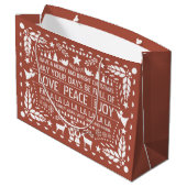 Terracotta Love Peace Joy papel picado Kerstmis Groot Cadeauzakje (Achterkant Gekanteld)