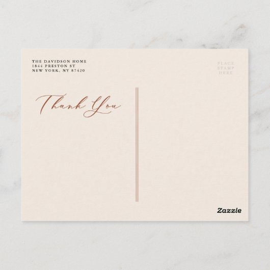 Terracotta Lovely Script Photo Collage Hartelijk d Briefkaart (Achterkant)