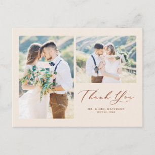 Terracotta Lovely Script Photo Collage Hartelijk d Briefkaart