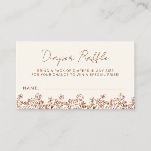 Terracotta Luier Raffle Wildflower Baby shower Informatiekaartje (Voorkant)